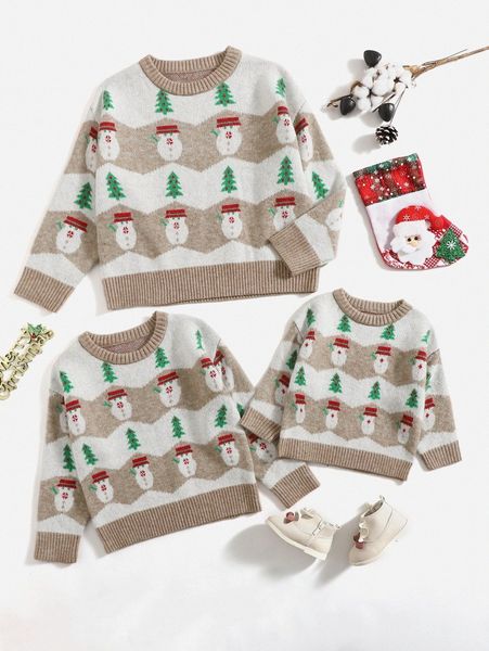 

1pc christmas pattern drop shoulder sweater t9lf#, White;black
