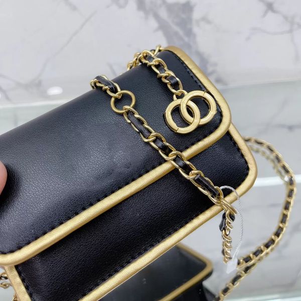

designer mini flap waist bag french lambskin black gold stitching diamond classic quilting hardware leather chain shoulder crossbody luxury
