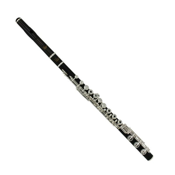 

flute ebony grenadilla body silver plated key open hole b foot split e c key flute