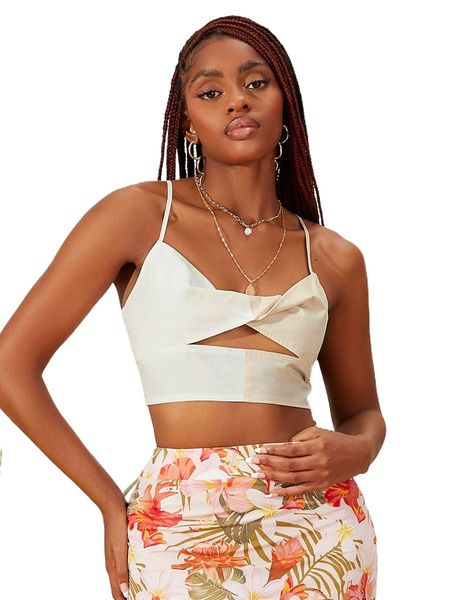 

newness crossover cut out crop cami x7rx#, White