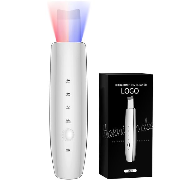 

facial led ultrasonic skin scrubber vibration negative ion ems spatula blackhead remover clean shovel peeling lifting cleaner pe