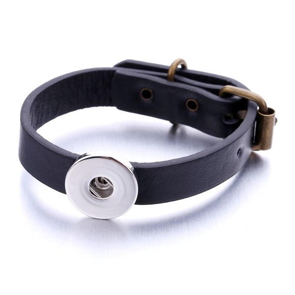 

18mm snap button charm bracelet pu leather snaps buttons bracelets jewelry for women men, Golden;silver