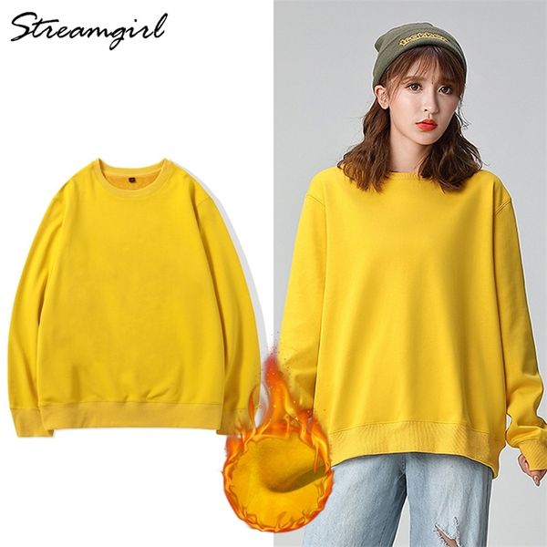 

women's sweatshirt women fleece femme autumn winter warm velvet sweatshirts for women oversized winter sweatshirt plue size 201114, Black