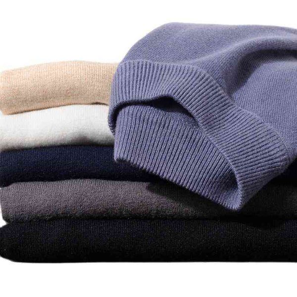 2022 nuovi uomini autunno/inverno mezzo dolcevita tinta unita maglione moda maglione girocollo stretto fondo maglione M-3XL L220730