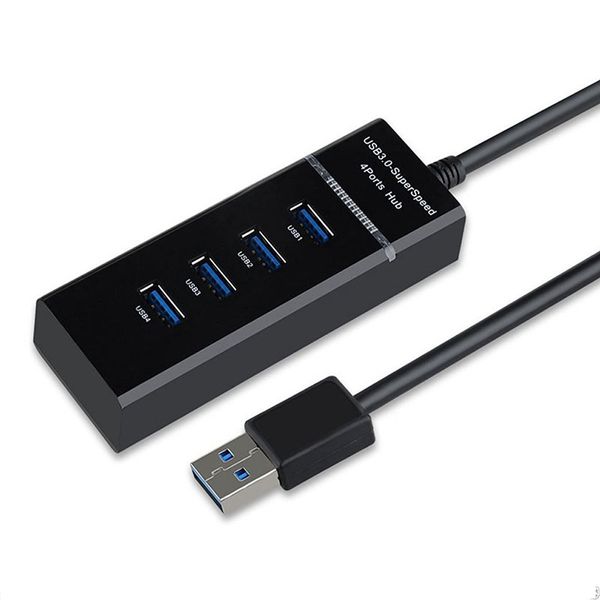 4-in-1-USB-Hub 3.0, Hochgeschwindigkeit, 5 Gbit/s, 4 Ports, Extender, USB-Computer-Splitter mit Kabel, Schwarz, Weiß, OPP-Beutel