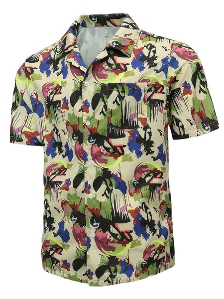 

men allover print pocket patched shirt k4dn#, White;black