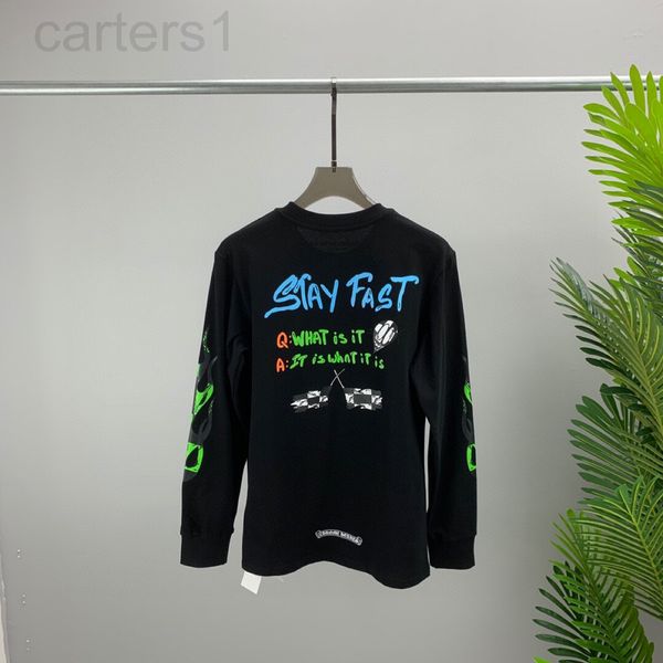 

men's t-shirts designer 2022 spring / summer new ch crowe long sleeve t-shirt men's cross sanskrit printing fashion brand j3qc2022, White;black