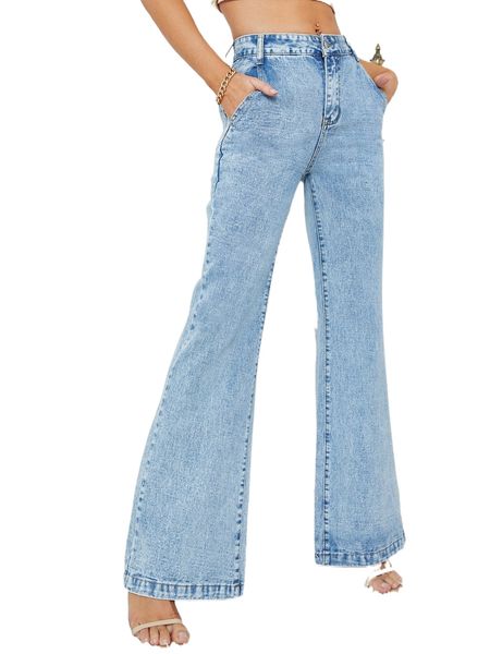 

solid flare leg jeans o3qw#, Blue