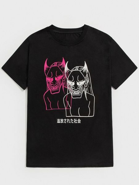 

romwe x corie johnson guys graphic tee 71ni#, White;black