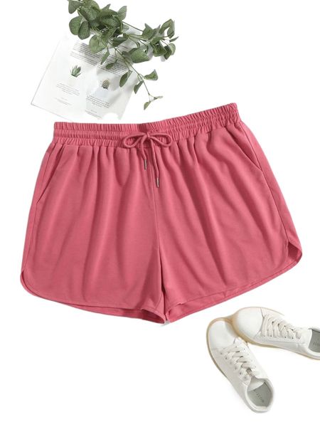 

plus drawstring waist track shorts r7x0#, Black