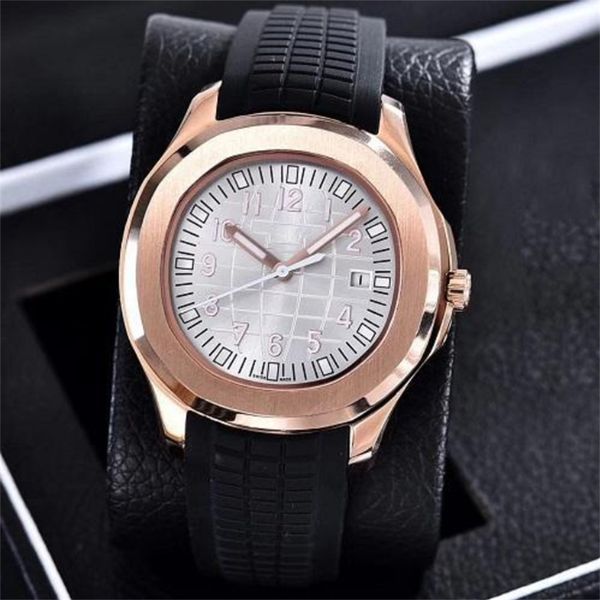 

8 colors ale luxury wristwatches aquanaut automatic movement stainless steels comfortable rubber strap original clasp men mens watch watch, Slivery;brown