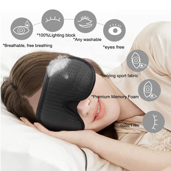 3D máscara de sono máscaras de olho dormindo sombra para homens homens noturno ocular tampa olho sombra bloqueando o olho de viagem de viagem