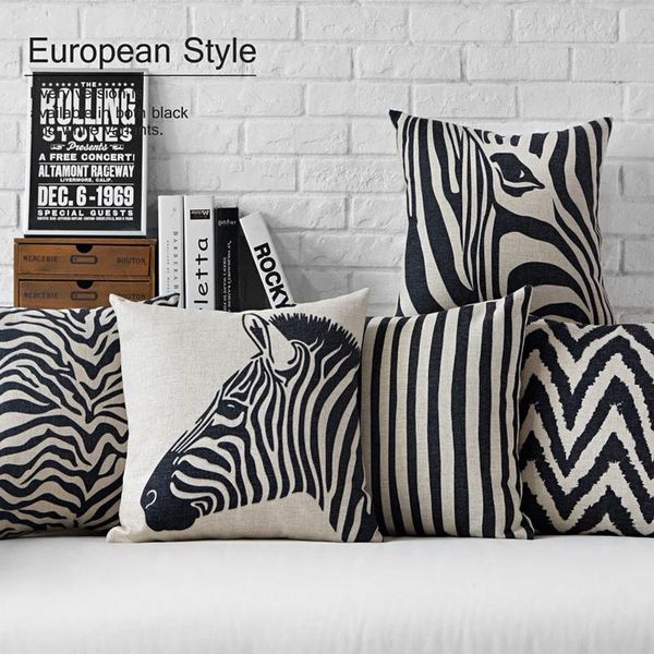 Cuscino/Cuscino decorativo Nordic Black White Zebra Cover Cuscino geometrico leopardato Decorativo per la casa Divano da ufficio FederaCuscino/Decorativo