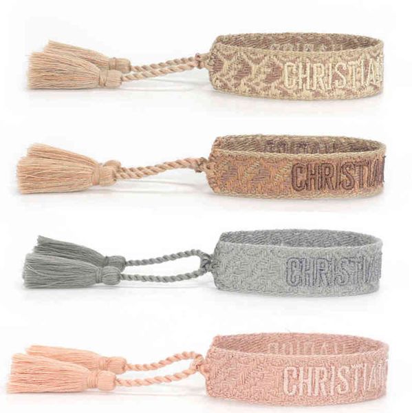 

fashion brand classic bracelets chains jewelry bangles handmade embroidered link woven tassel adjustable women men lover gift chain bangle n, Black