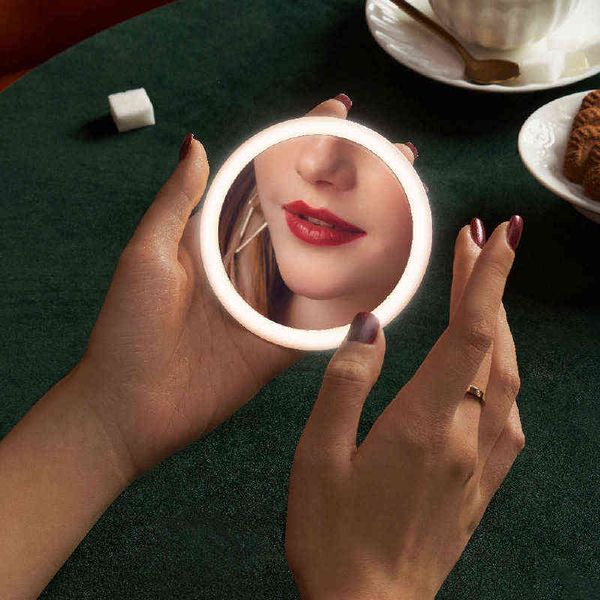 

factory outlet led mirror cosmetic built-in battery mini smart portable app control waterproof tanabata gift red cypress