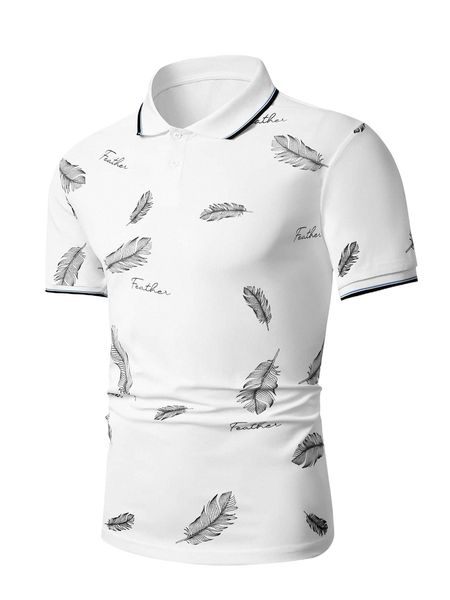 

men letter graphic polo shirt m9x4#, White;black