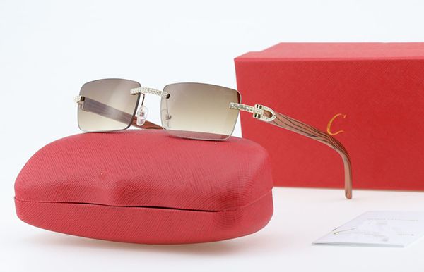 

man carti glasses designer sunglasses women fashion frameless rectangle coating buffalo horn sunglass uv400 evidence eyeglass wooden mens ey, White;black