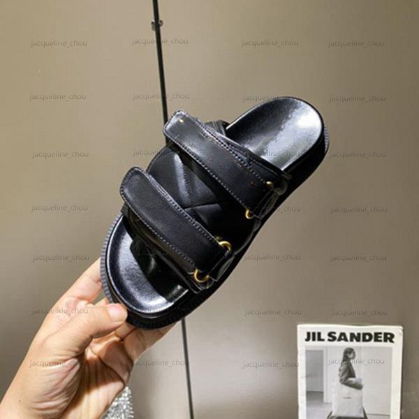 

summer black platform sandals real leather hook letter open toe beach slides slippers womens flip flops sliders shoes with box