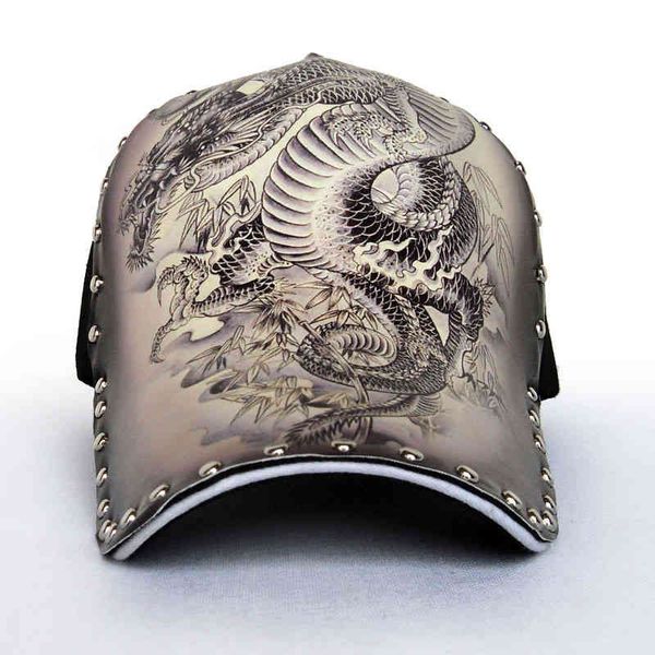 

hats baseball cap men's personality fashion printing tattoo dragon hat sun shading and anti spring summer, Blue;gray
