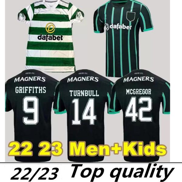 

fans version 22 23 celtic soccer jerseys mcgregor griffiths 2023 2022 duffy forrest christie edouard elyounoussi turnbull away green men kid, Black