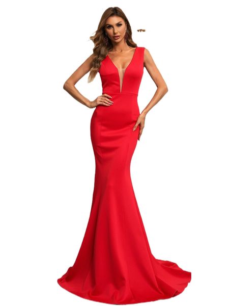 

missord mesh detail mermaid hem prom dress h3me#, Black;gray