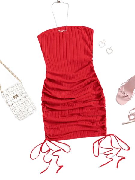 

drawstring ruched bodycon dress b8tz#, Black;gray