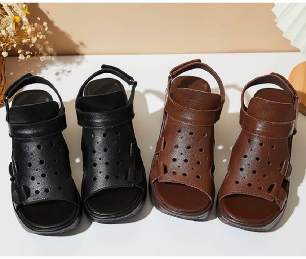

women sandals summer shoes thick high heels platform black brown party wedding shoes woman pumps new brand da037