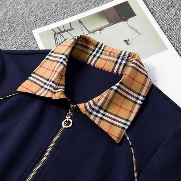 

casual dresses high end commuting leisure polo collar plaid dress women's summer short sleeve loose straight pocket cotton one-step ski, Black;gray
