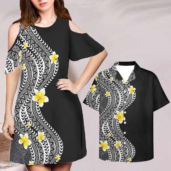 Schwarz Sommer Kleidung Für Frauen Und Männer Shirts Paar Set Boho Vestido Ropa Floral Vetement Femme Robe Plus 4XL Dropship 220627