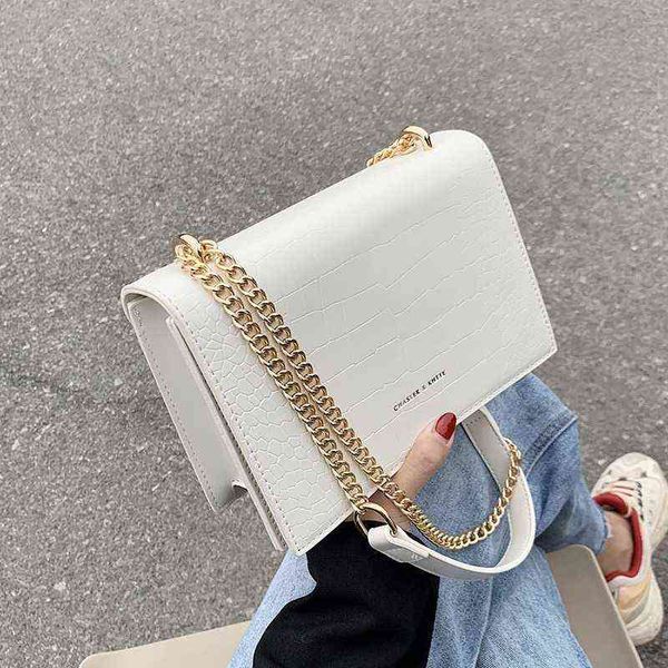 

evening bags luxury crocodile pattern pu leather chain crossbody for women solid color shoulder lady small square purses and handbags 220727