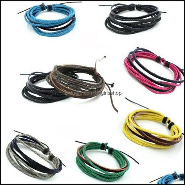 

charm bracelets jewelry retro wrap leather men weaving rope accessories bracelet vintage fabric for women acc261 drop delivery 2021 d8y6z, Golden;silver