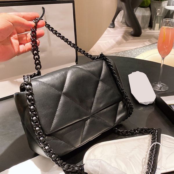 

fashion women classic single flap 19 bag quilted crossbody shoulder chain handle totes luxury designer lady girls lovely outdoor sacoche pur