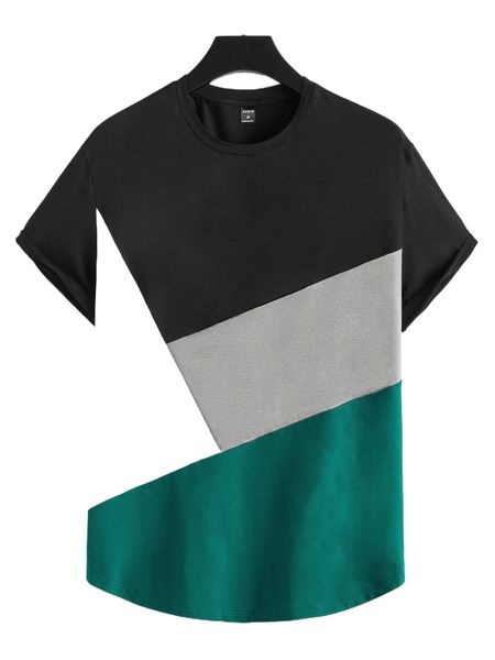 

men cut and sew panel tee k6f2#, White;black