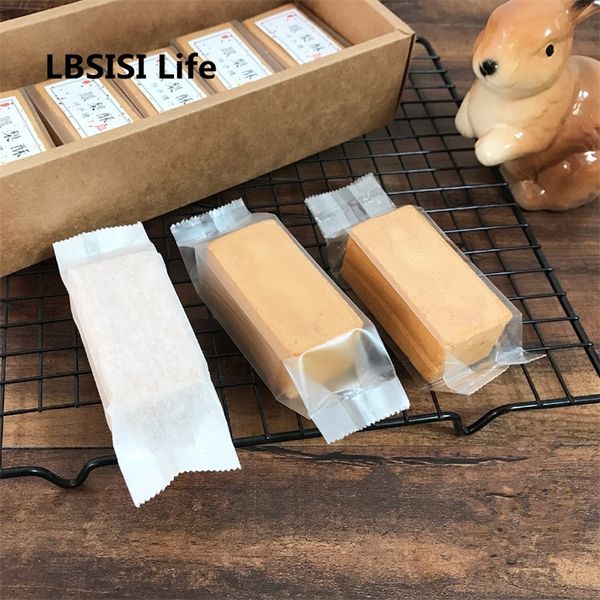 Lbsisi Life 100pcs Alimentos planos sacos de plástico caixa de papel bolo de abacaxi nougat pacote de queijo energético 220427