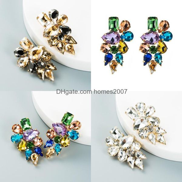 

fashion personality jewelry earrings stud woman dangle chandelier homes2007 baroque style mti-layer alloy inlaid color glass drill su jllfmt, Silver