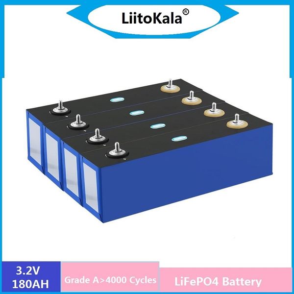 LiitoKala 3.2V 180Ah Lifepo4 Battery Pack Batteria per auto di grande capacità Fai da te 12V 24V Stoccaggio di energia solare Carrello da golf per camper Varie opzioni di combinazione