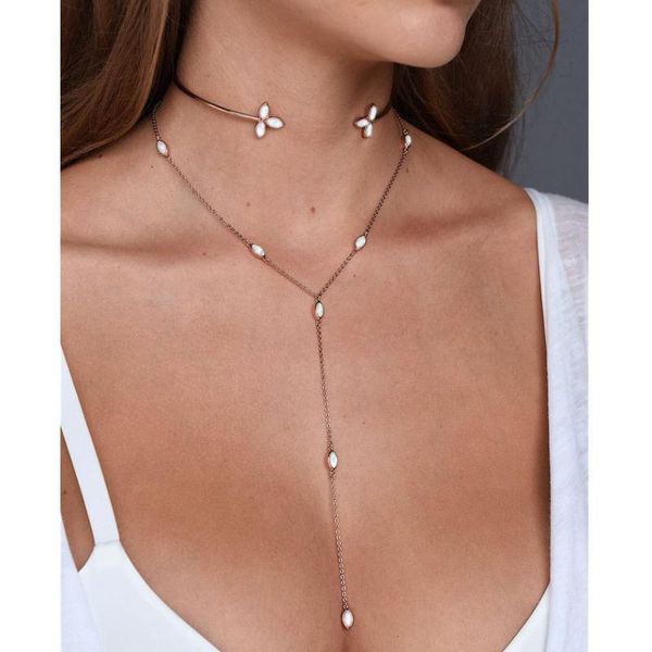 Ketten Hochwertige Mode Marquise Zirkonia CZ Station Link Kette Mehrschichtige Zarte Lange Y Lariat Halskette Für FrauenKetten