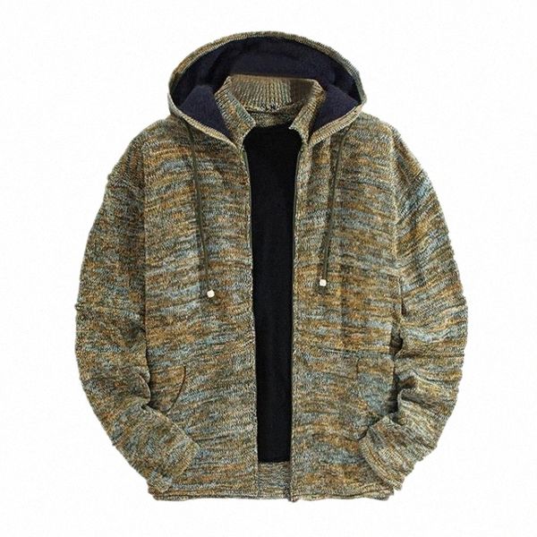 

men's jackets autumn&winter warm zipper long sleeved tether windbreaker hooded knitted jacket fashion casual coat y3q5#, Black;brown