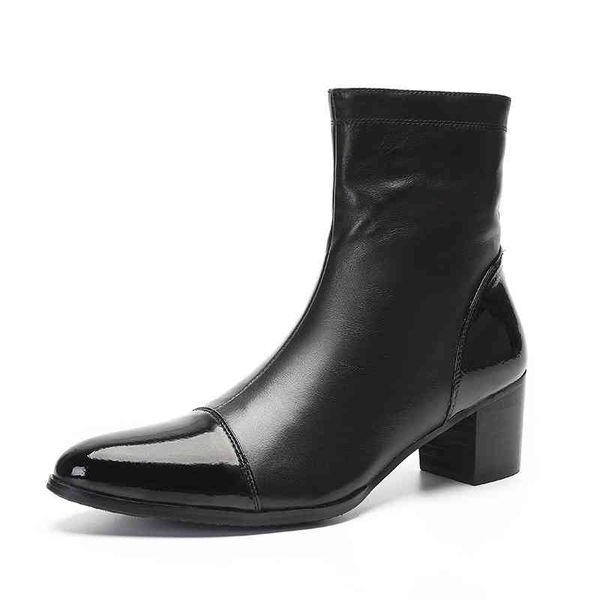 

boots martin boots men's cowhide british style square head high brown business leather autumn chelsea men, Black
