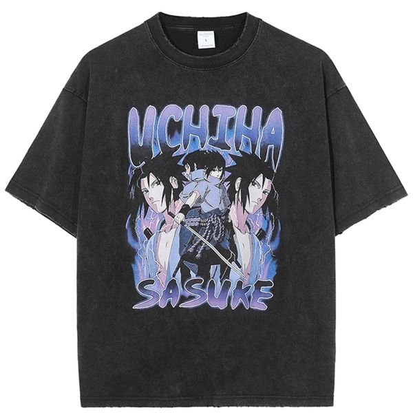

anime graphic t shirt men harajuku japan style spring oversized t-shirt for men 100% cotton hip hop streetwear male tshirts 220425, White;black