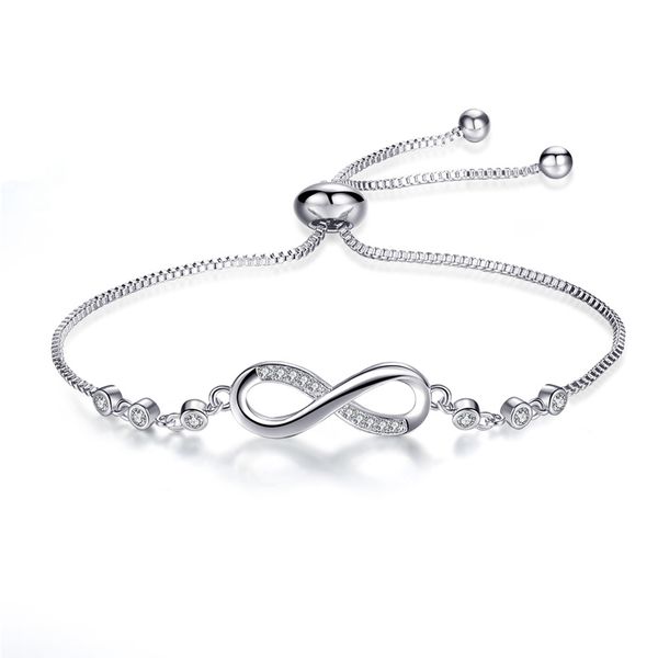 

womens 8 shape link bracelet adjustable steel cz rhinestone infinity charm anklet bangle for her valentines mother day gift, Black