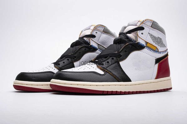 

basketball shoes boots jumpman 1 high nrg/un black-toe white/black/red colorway snkrs white/black upper genuine leather rubber sole size us1