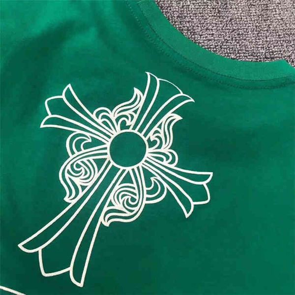

ciosin green horseshoe chiome cioss letter print short sleeve t-shirt tee, White;black
