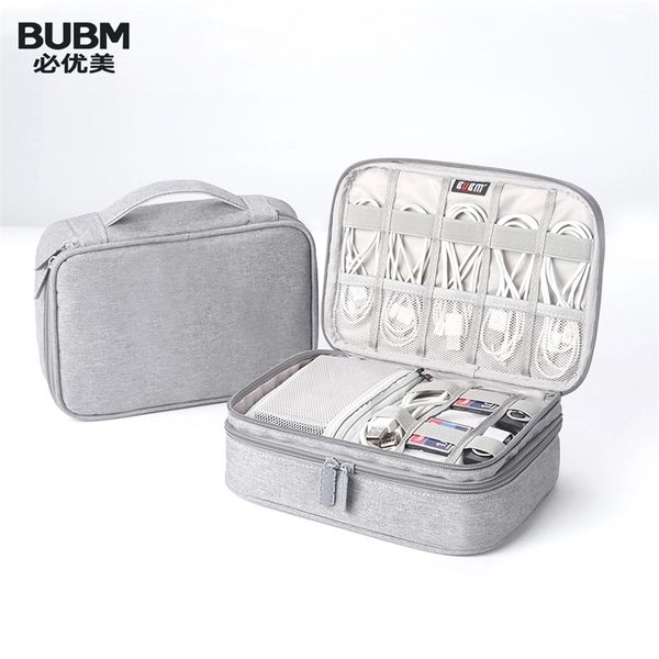 

bubm portable cable bag digital usb gadget organizer wires charger cosmetic zipper bag power bank sleeve with ipad pouch 220525