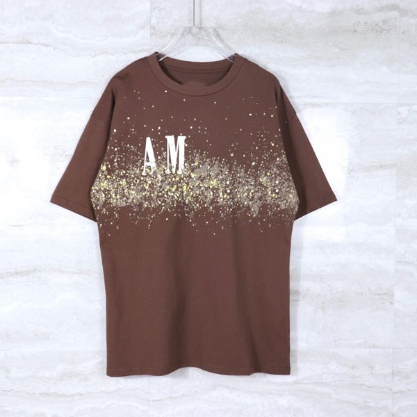 Мужские дизайнеры T Roomts Fashion Man футболка коричневые чернила Звездное небо письмо высшее качество женщин с коротким рукавом повседневные футболки