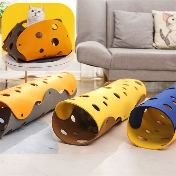 DIY Dobrável feltro gato camas de gato tapetes túnel brinquedos com buraco de árvore Ocultar e procurar interativo para o gatinho s Pet produto 220323