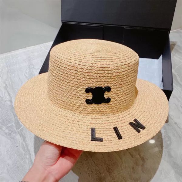 

designer summer straw bucket hat wide brim caps for women mens letter hats womens flat fitted hats buckets hat casquette visor cap 2207144d, Blue;gray