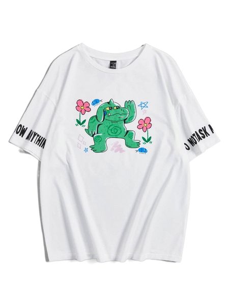 

x moldazor cartoon & floral print tee y49a#, White