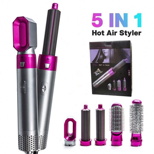 

hair dryers comb 5 in 1 air brush professional electric curling iron straightener hairs dryer styling tools household air wrap curler styler
