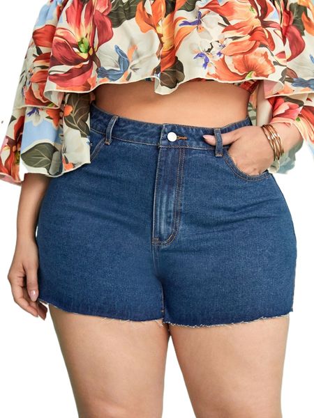 

plus high waist denim shorts s6s0#, White;black